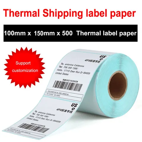 100 мм x 150 мм (4 'x 6') термонаклейка бумага термоэтикетка бумага термонаклейки штрих-код печать подписи для термопринтеров
