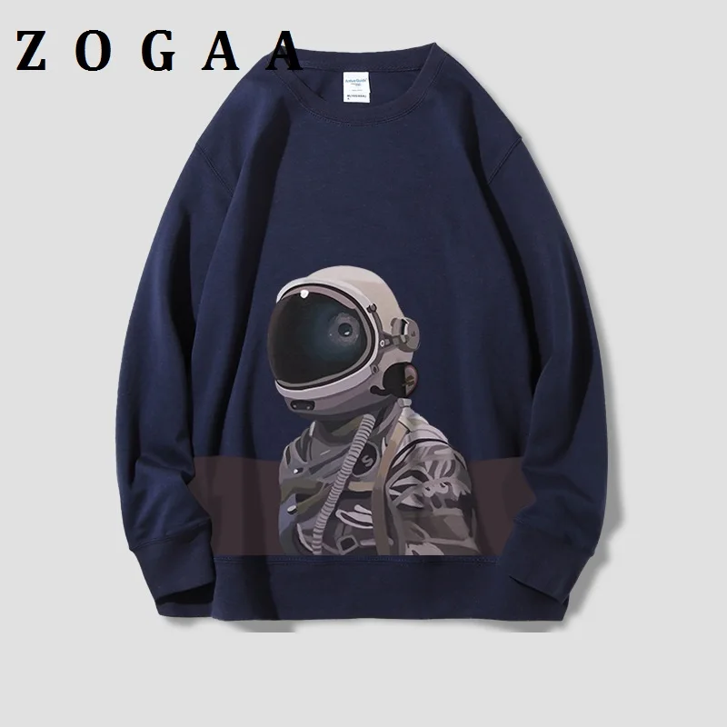 

ZOGAA 2021 New Sweatshirt Pullover Men's Space Astronaut Print Round Neck Sweatshirt Men Oversize Loose Trend Pullover