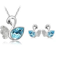 colorfast austrian crystal swan pendant silver plated famous designer jewelry for women