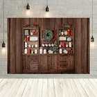 Avezano Рождественский фон для фотосъемки кухня деревянный шкаф венок семейный портрет фон фотостудия фотосъемка