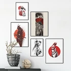 Японская художественная картина с изображением гейши, фехтовальщика, чернильная картина, печать на холсте, декоративная картина Izakaya для гостиной, домашний декор