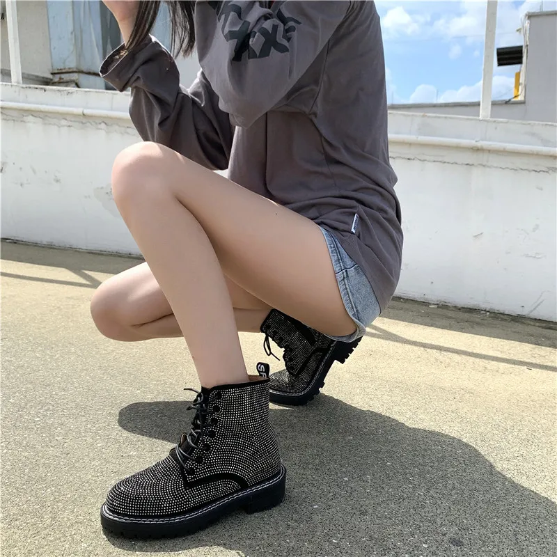 COOTELILI/осенние ботинки Для женщин 2019 Botines Mujer сапоги для бриллиантами модные