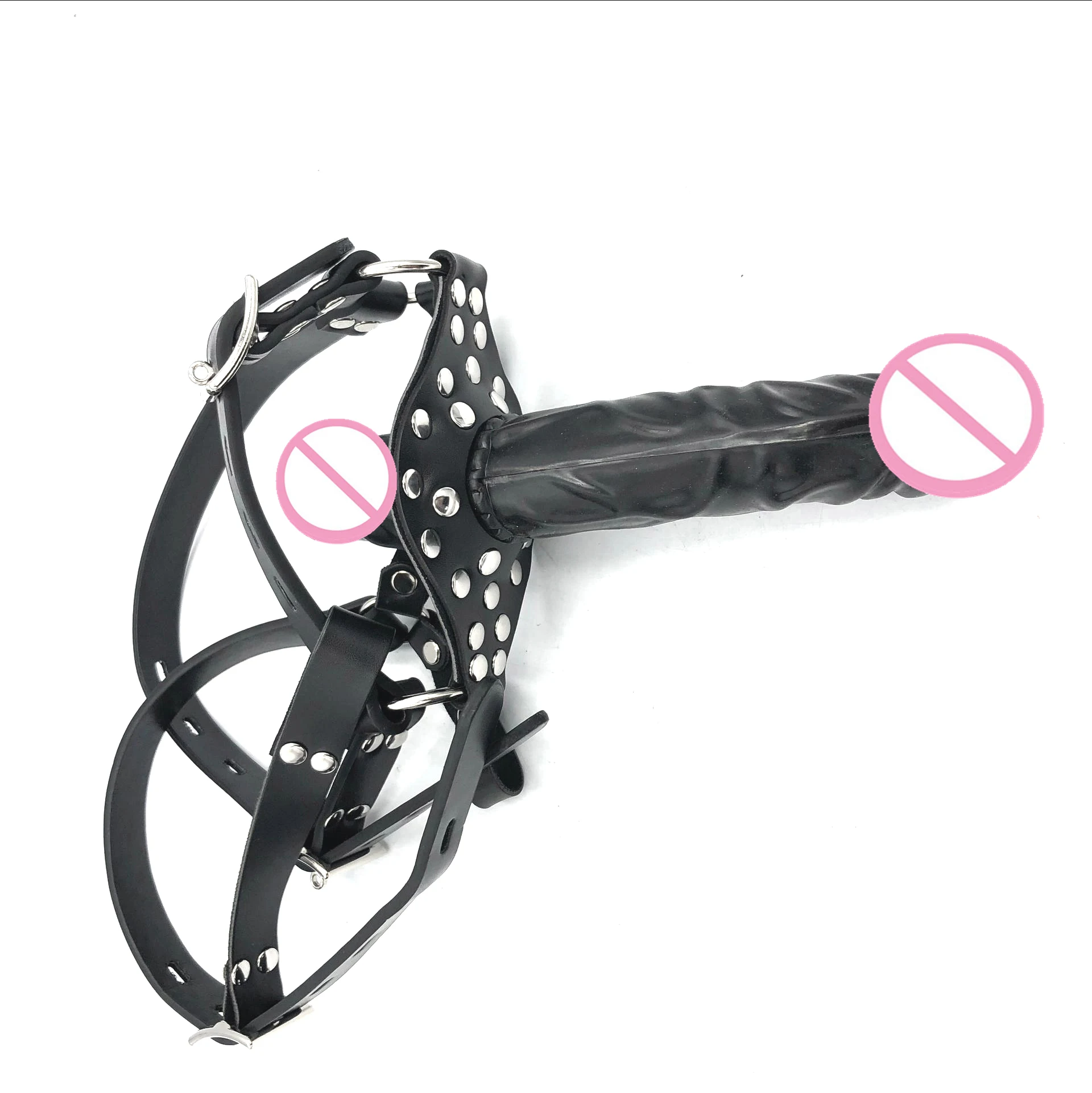 Двусторонний фаллоимитатор кляп страпон голова жгут рот Plug пенис реалистичный