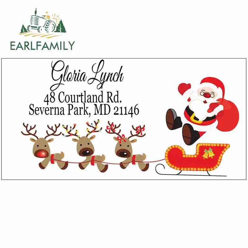 

EARLFAMILY 13 см x 7,5 см рождественские адресные этикетки виниловые наклейки на машину JDM бампер багажник грузовик графика Водонепроницаемая аниме прекрасная наклейка