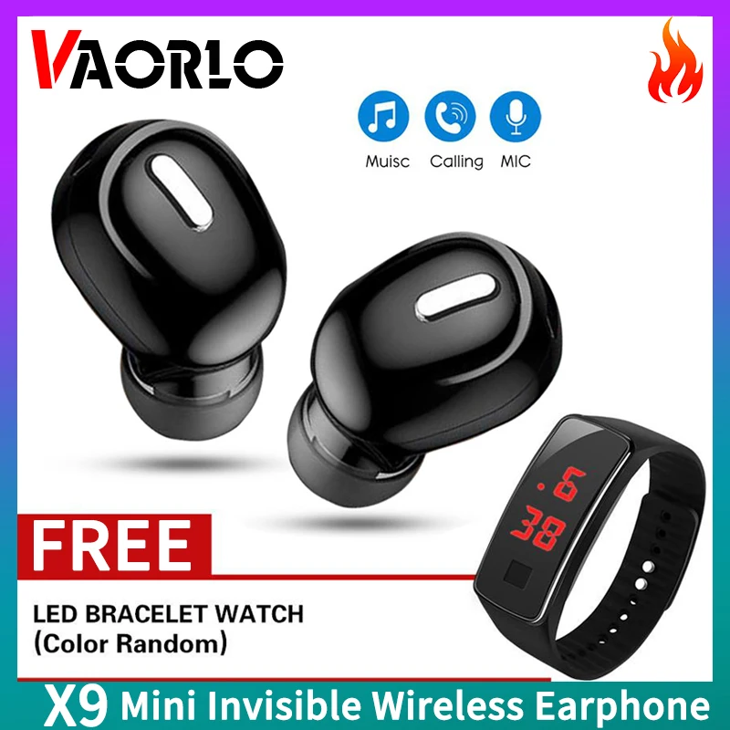 【С бесплатным светодиодный Watch】VAORLO X9 5 0 мини беспроводные Bluetooth наушники стерео
