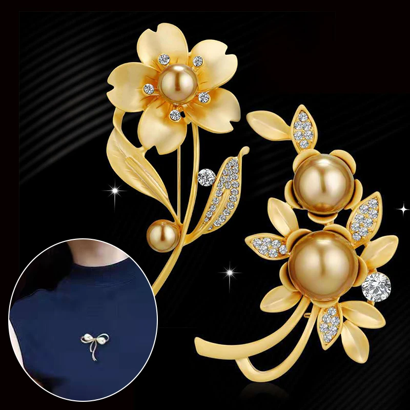 Модная бижутерия высокое качество броши с жемчугом и стразами булавки для женщин