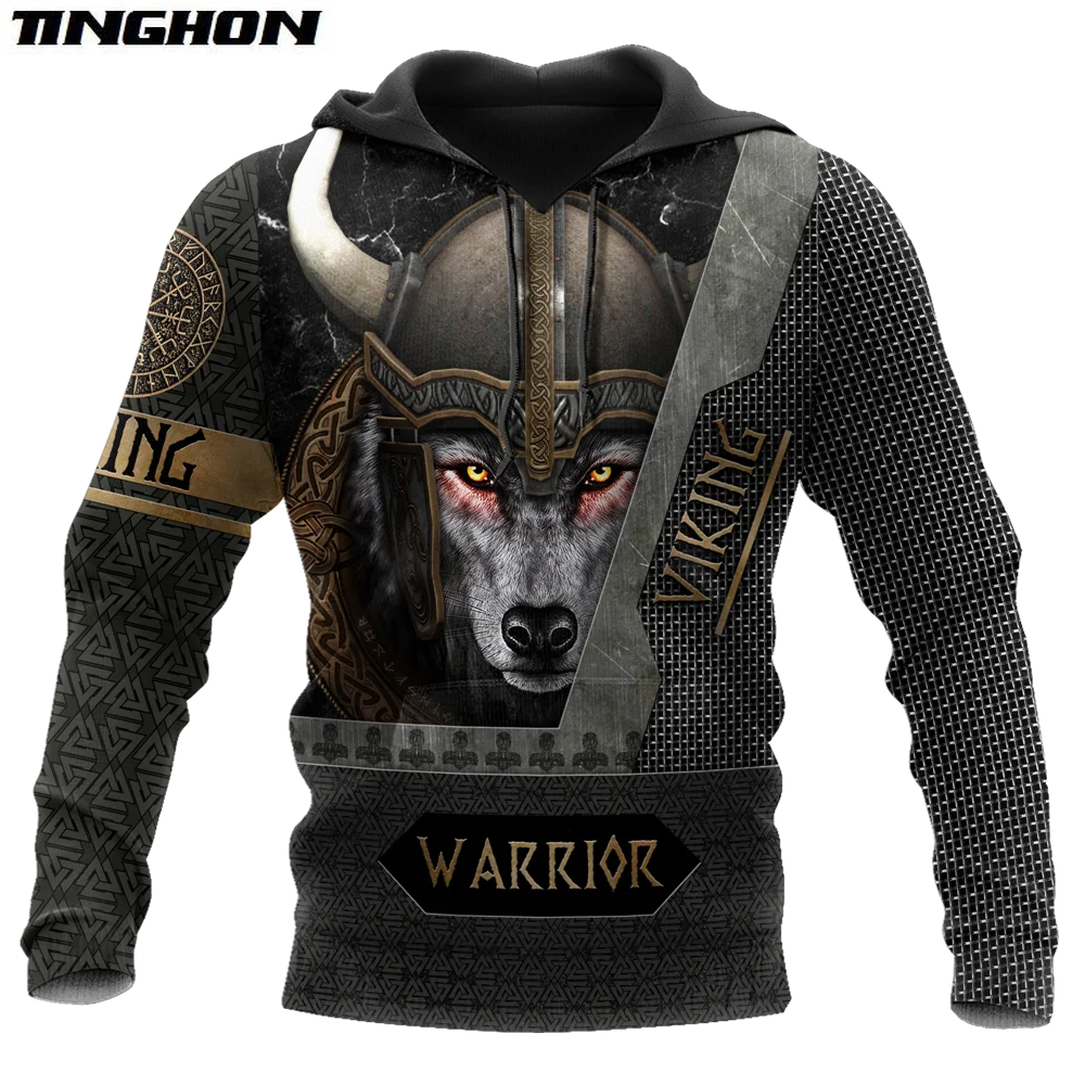 

Мужская толстовка с объемным рисунком Викинг-Волк Warrior, повседневная куртка унисекс, пуловер, уличная одежда, мужская толстовка WS69