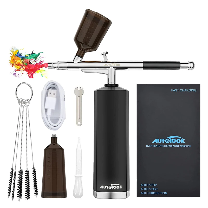 

Autolock 30PSI Airbrush Kit with Air Compressor, Portable Cordless Auto Airbrush Gun Kit, Rechargeable Handheld Airbrush Set