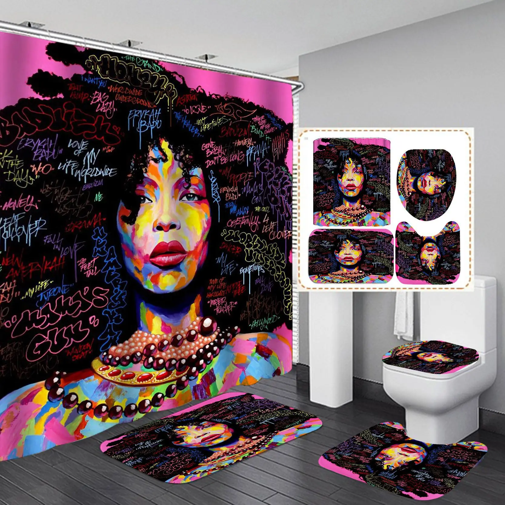

3D Print Waterproof Bath Curtain Hot Digital Printed Polyester Oil Painting Prince And Princess Shower Curtain