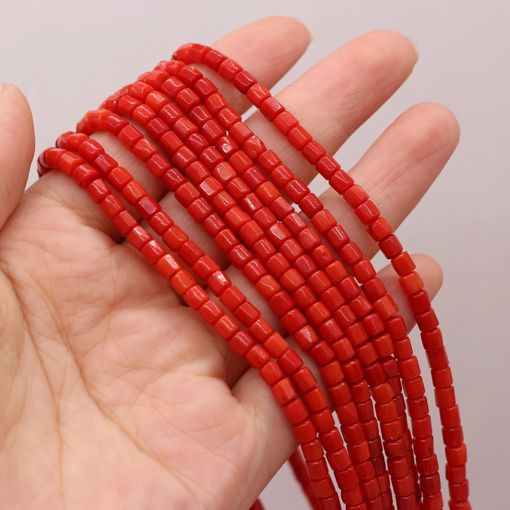 

Прямоугольные бусины кораллового красного цвета для изготовления ювелирных изделий, аксессуары «сделай сам» для ожерелий, браслетов, серег, подарков, размер 3,5X4 мм