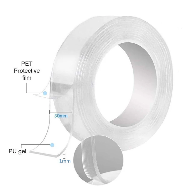 1 м // 3 м/5 клейкие уплотнители прозрачная бесследная нано лента Двусторонняя