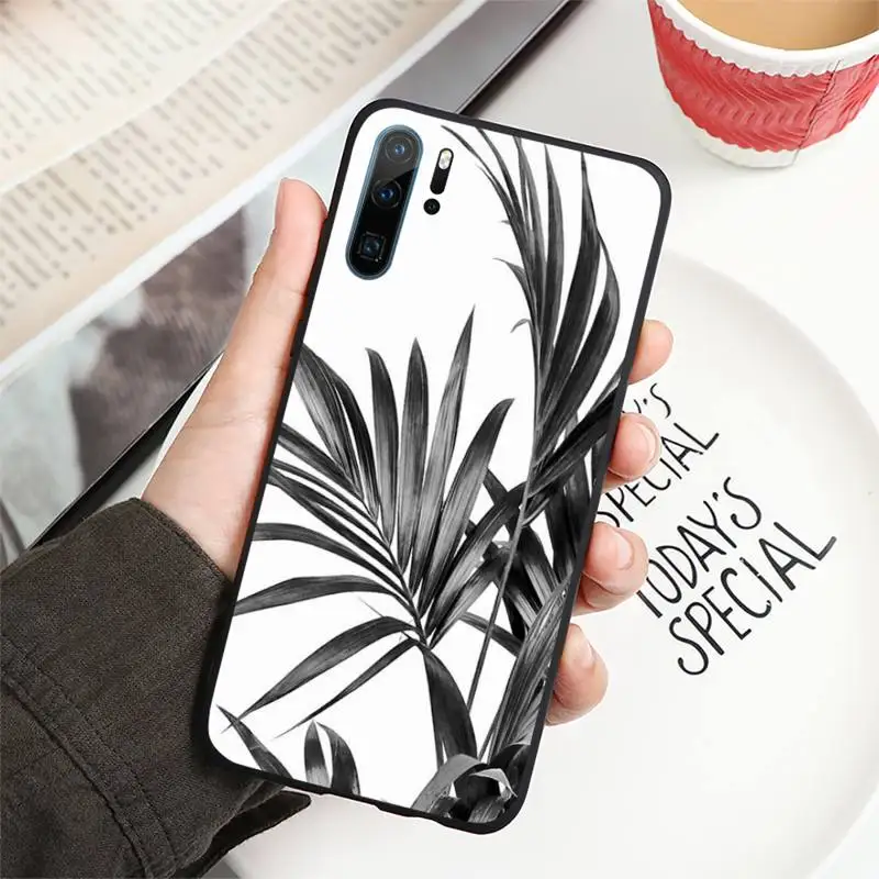 

Black white palm leaves palm trees Phone Case For Huawei P40 P20 P30 lite Pro P Smart 2019 Mate 40 20 10 Lite Pro Nova 5t