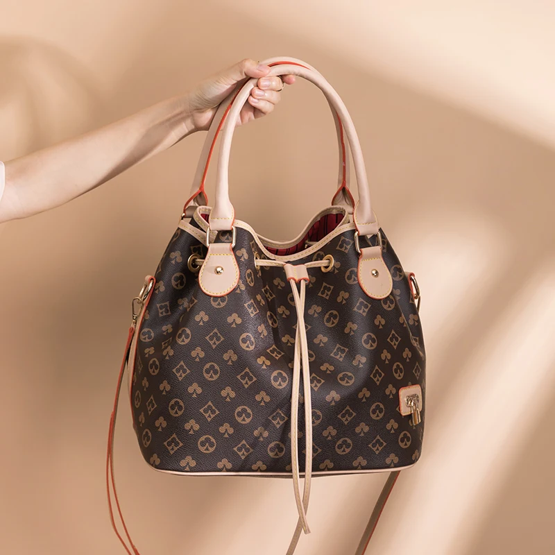 

European and American Light Luxury Fashion Printing Large-capacity Portable Women's Bag All-match One-shoulder Bucket Bag