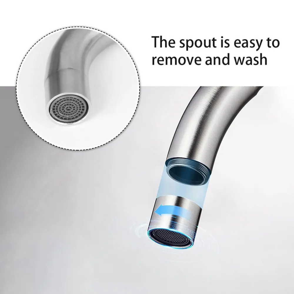 

Stainless Steel Metal Durable Water Cold Hot Water for Home Kitchen Bathroom Hotel (Short Style With