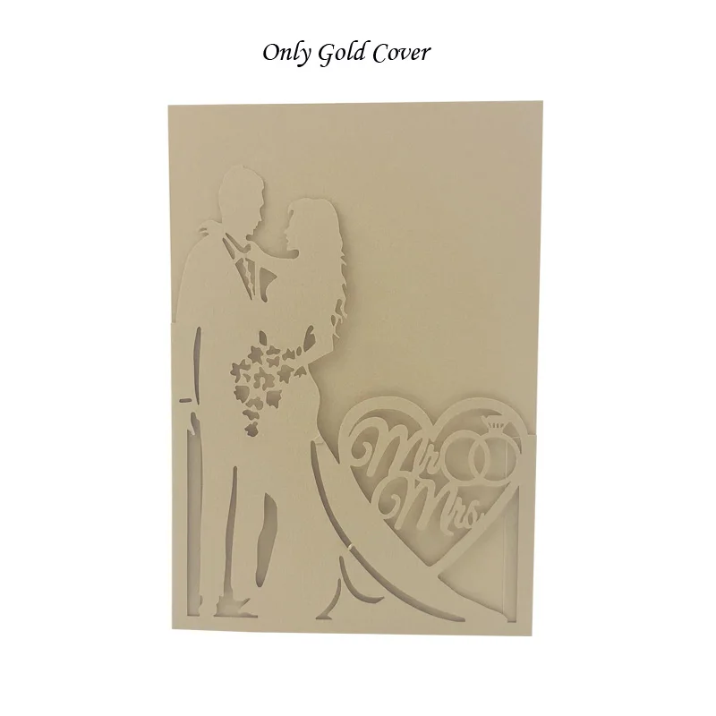 Only Gold Cover 1 шт Жених и невеста полый лазерный разрез свадебные приглашения открытки поздравительные открытки День Святого Валентина свадебные украшения вечерние принадлежности - Цвет: Only Gold Cover