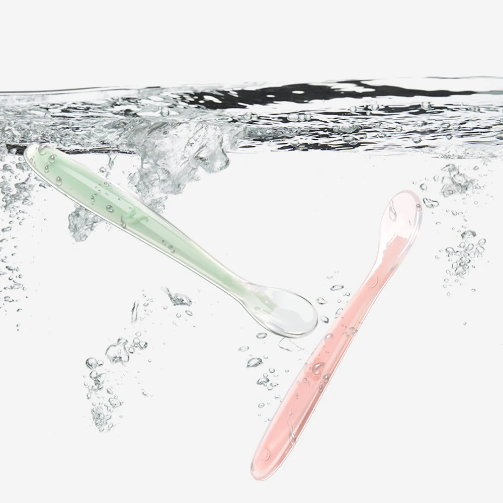 Детская Мягкая силиконовая ложка OLOEY безопасная посуда для младенцев Обучающие