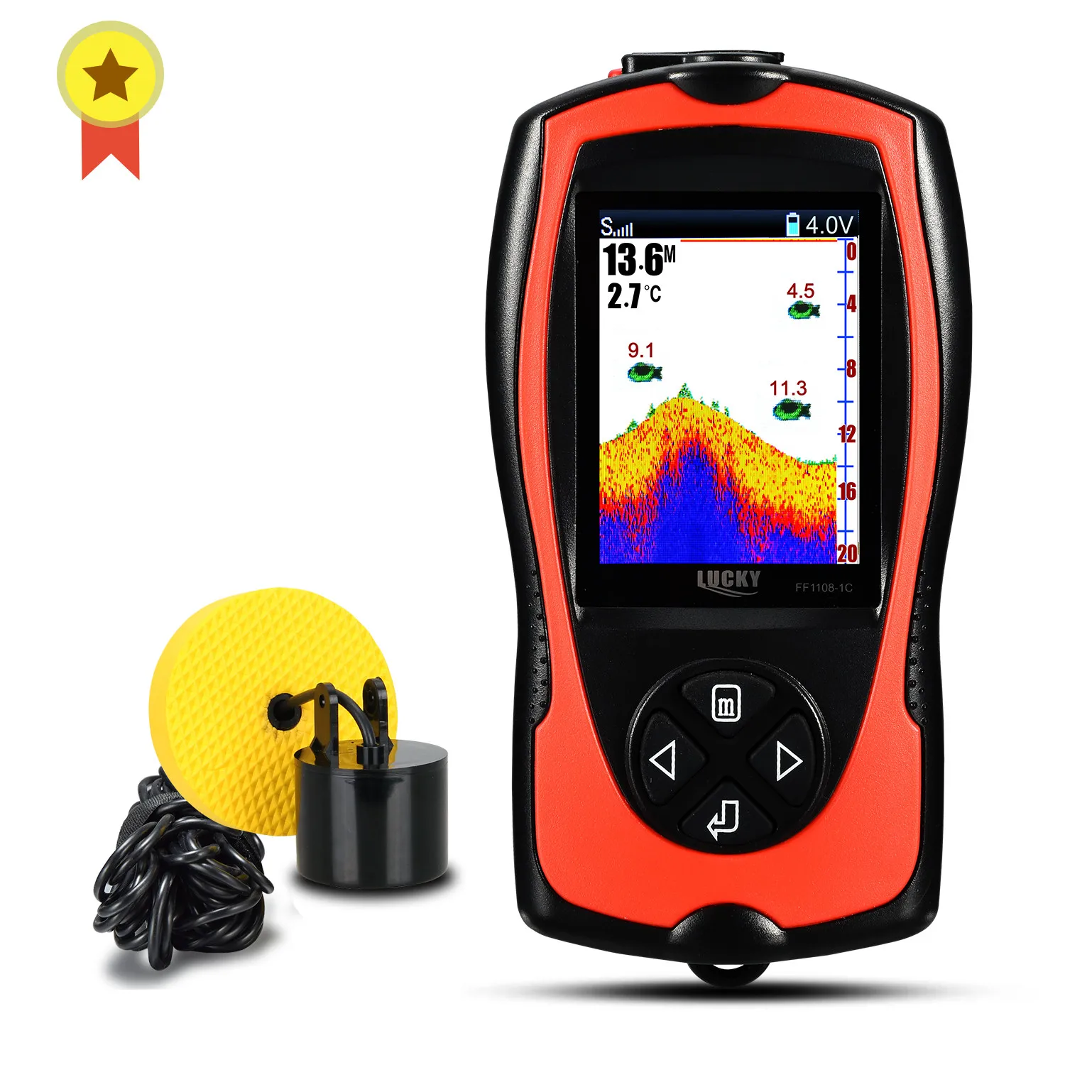 Lucky FF1108-1CT Wired High definition color fish finder depth 100M echo sounder fishing tackle
