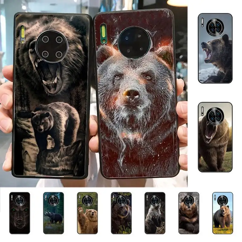 

YNDFCNB Cute Grizzly Bear Phone Case for Huawei Mate 20 10 9 40 30 lite pro X Nova 2 3i 7se