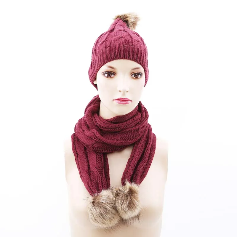 

2020 модные зимние женские трикотажные комплект из двух предметов для маленьких девочек Однотонные Цвет обувь на теплом меху шапки шарфы кос...