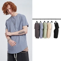 mens summer trend retro curved splicing solid color cotton funny t shirt harajuku fashion street loose casual home short sleeve