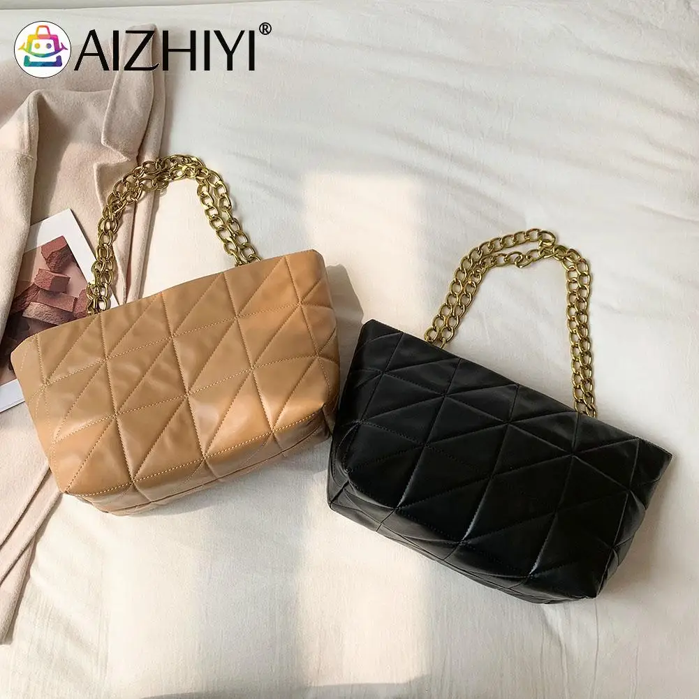 

Винтажная сумка через плечо из искусственной кожи с геометрическим рисунком и цепочкой, Женские однотонные повседневные сумки, женская рос...