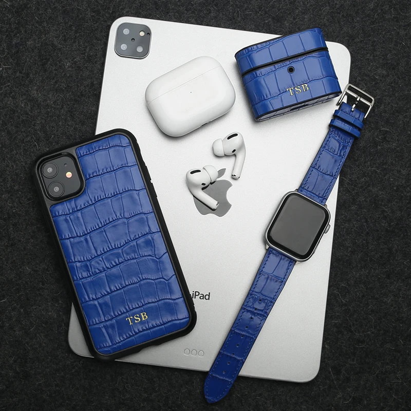 Horologii монограмма синий Кроко шаблон чехол для Iphone 7 8 10 X XS XR 11 12 Pro Max Мини сотовый