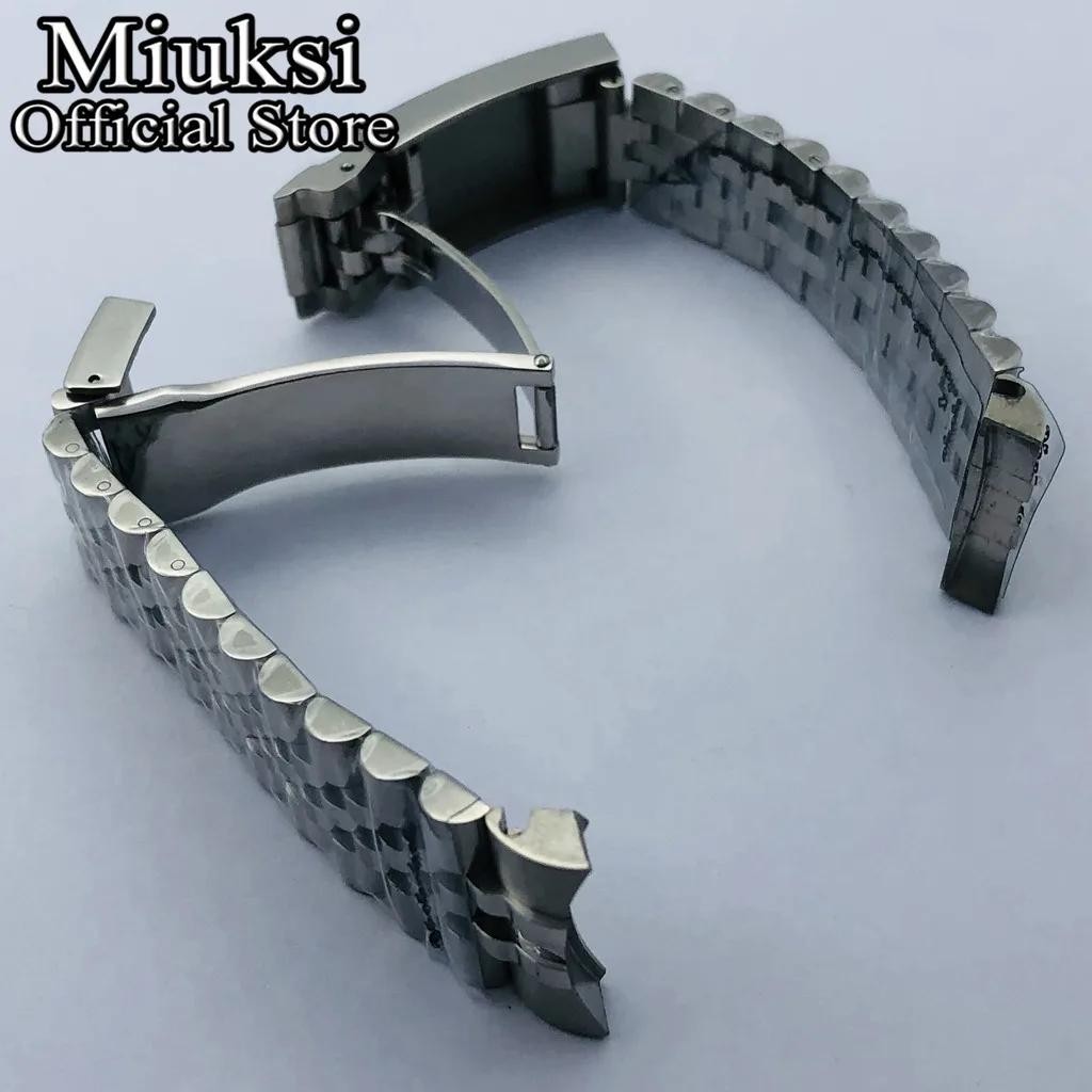 Miuksi 20mm silver gold rose gold black stainless steel watch band folding buckle fit watch case strap bracelet images - 6