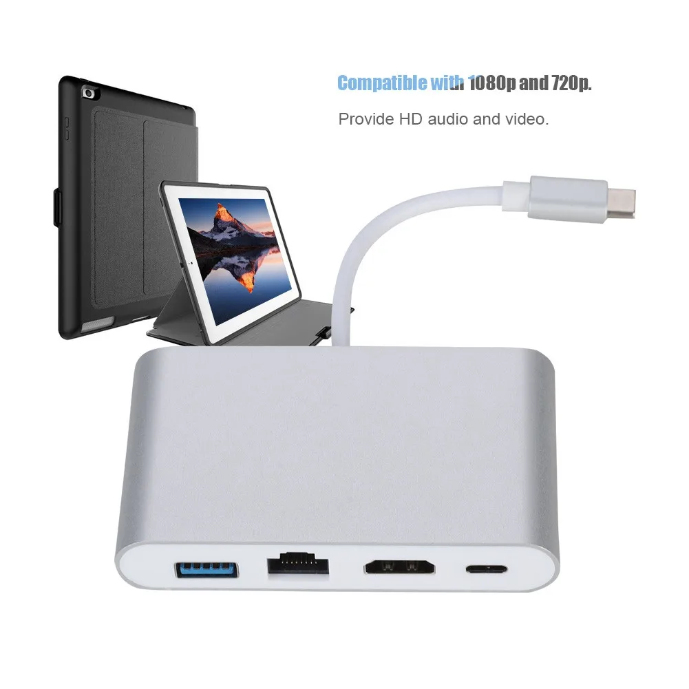 Новый концентратор USB 3.0 Type-C для HDMI 4K + RJ45 Gigabit Ethernet 3 1 | Компьютеры и офис