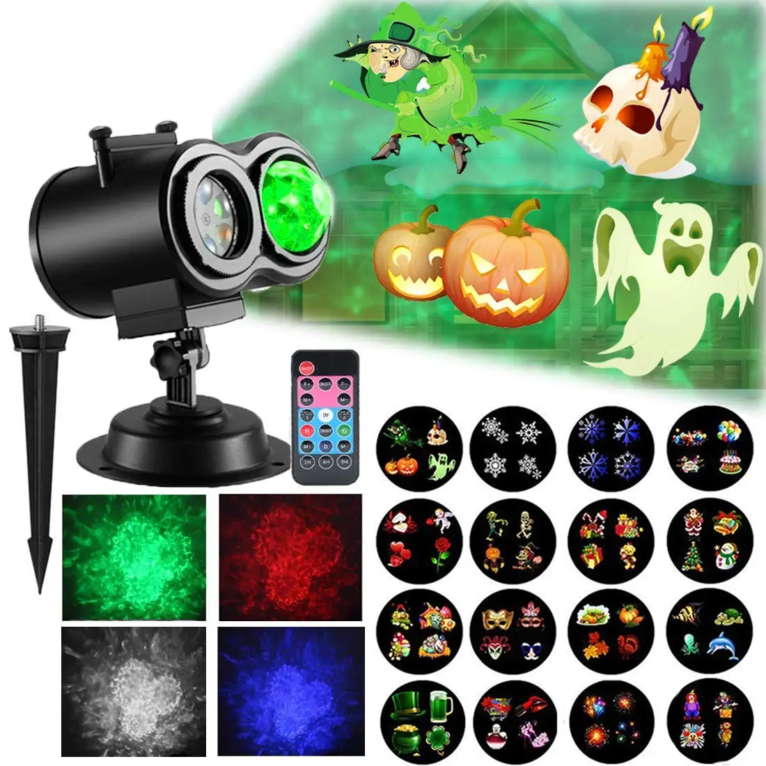 Projector Light Ocean Wave Halloween Christmas Decorative with Timer 16 Slides Remote 15 Co | Дом и сад