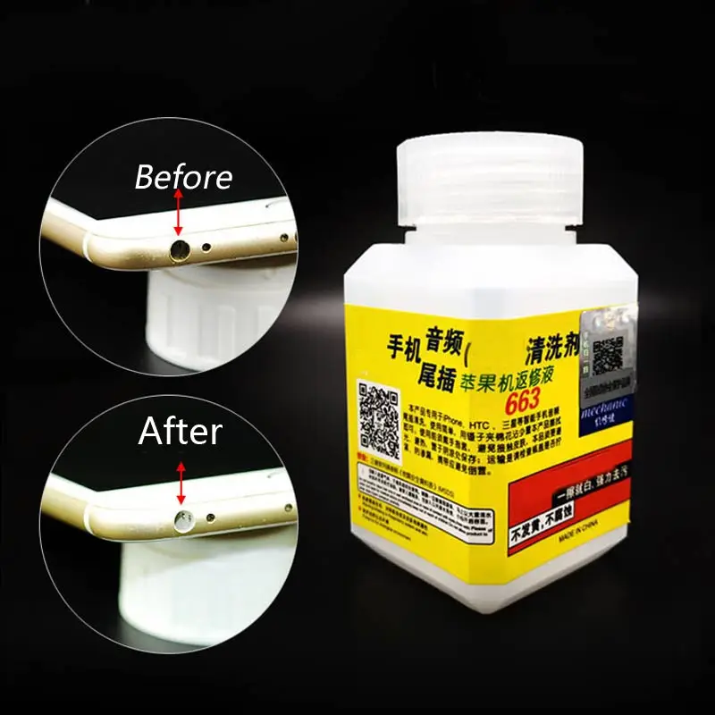 

Новинка, 1 бутылка MECHANIC, 50 мл, задний разъем, очистка отверстия для наушников, задний разъем, очиститель зарядного порта для iPhone, Sumsung