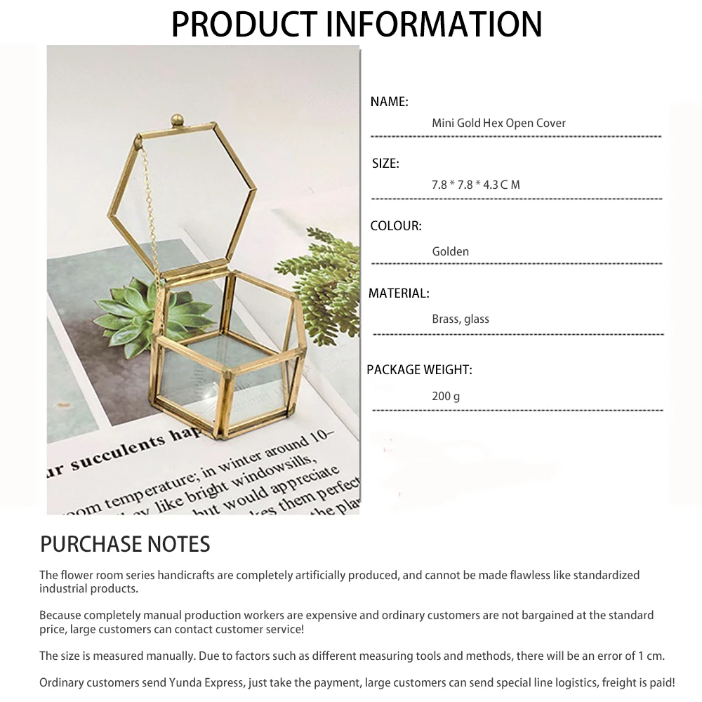 Геометрическое прозрачное стекло вечный цветок шестиугольная открытая крышка