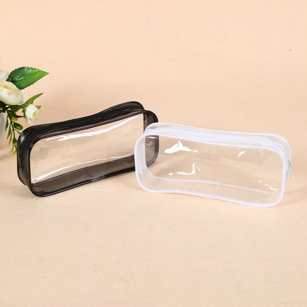 

Portable Simple Pencil Bags PVC Transparent Student Waterproof Zipper Pencil Case Travel Cosmetic Bag School Stationery