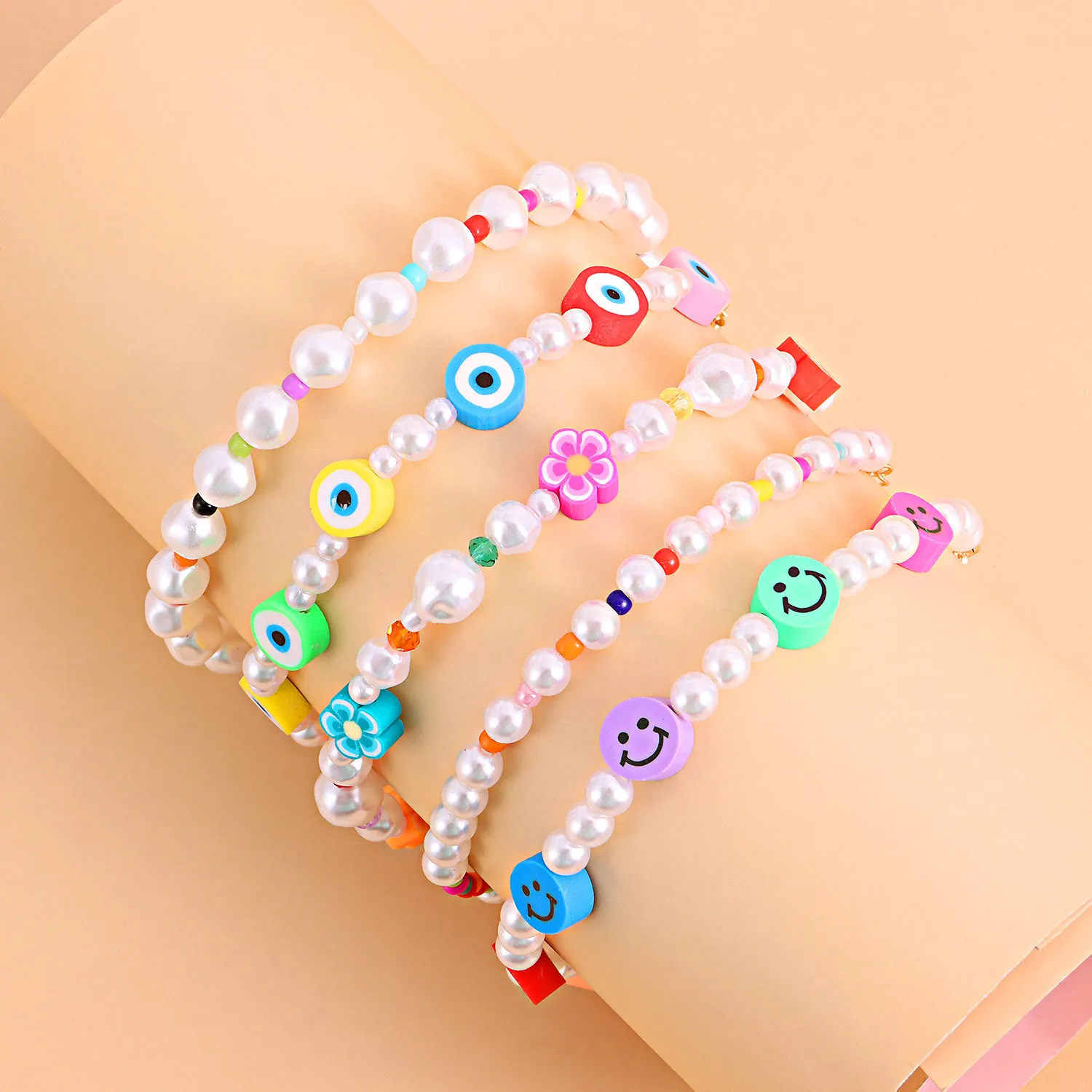 

Bohemian Cute Small Beaded Anklet For Women Fashion New Colorful Star Smiley Flower Short Bead Charm Foot Jewelry Accessories