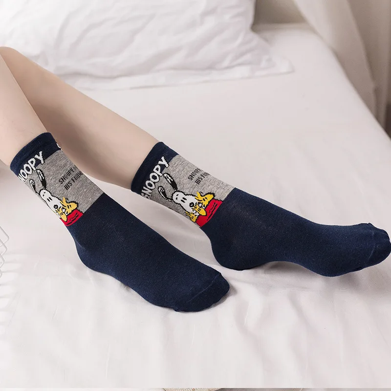 Женские Забавные милые носки с героями мультфильмов Kawaii черно белые мягкие