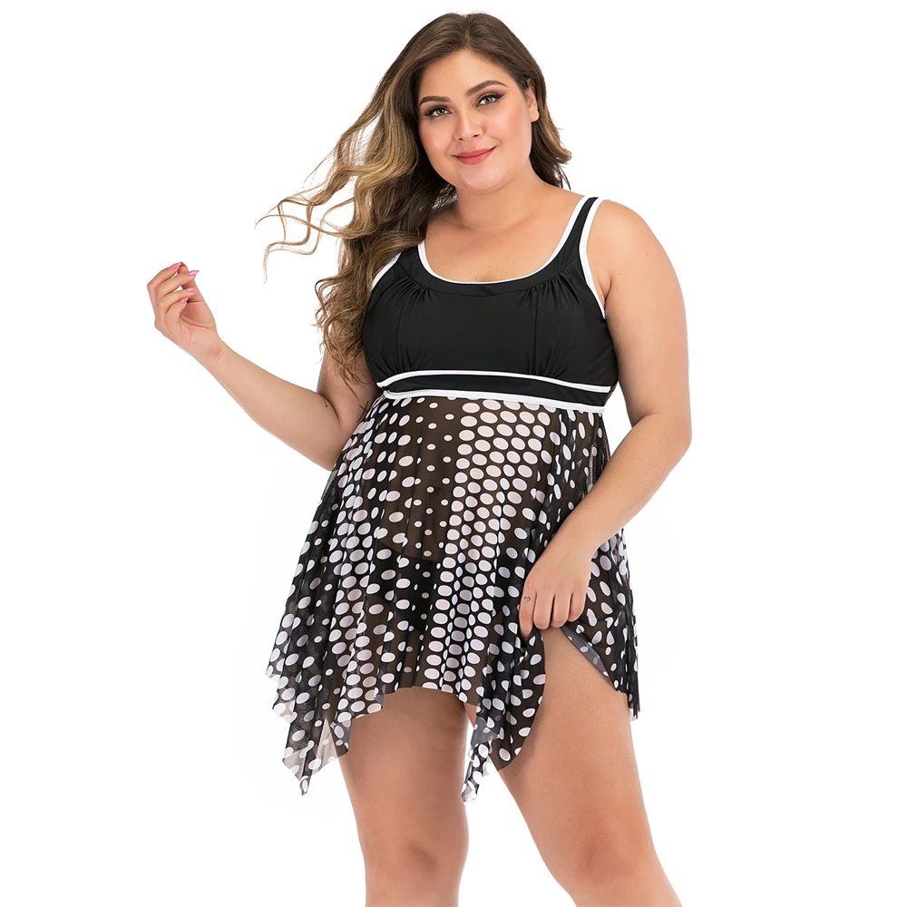 2020 купальник размера плюс для женщин танкини Купальная юбка в горошек винтажном