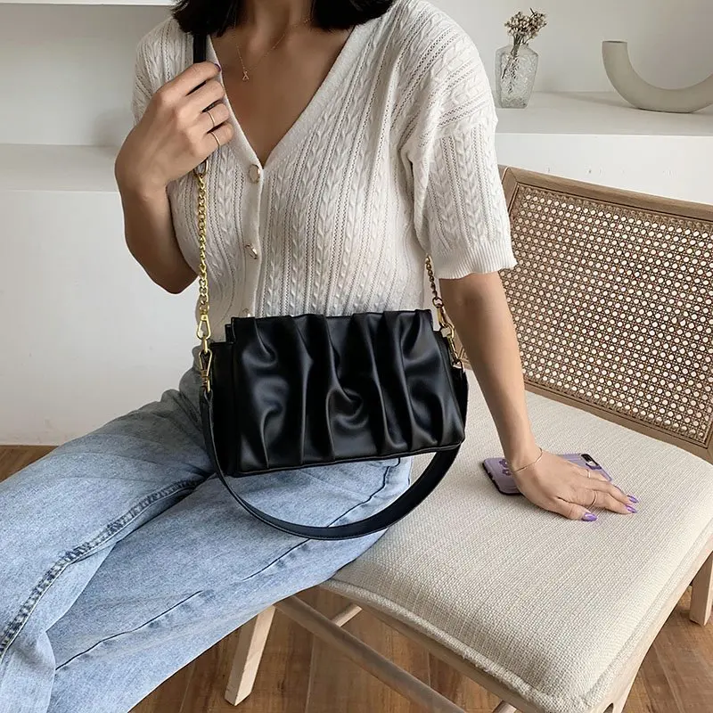 Women Shoulder Bags Chain Design Female Crossbody Bag Fold Women's Clutches PU Leather Ladies Handbag Wallet | Багаж и сумки