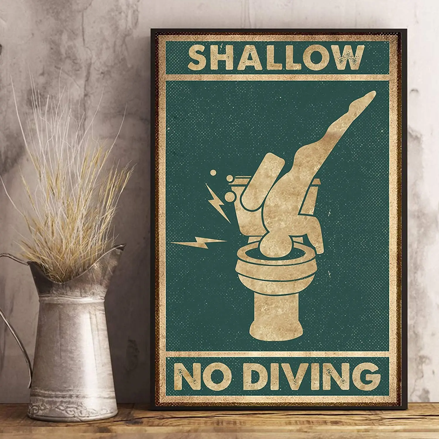 

Bit XIAONN Shallow No Diving Vertical Unframe Paper Funny Shallow Water Swimmin Retro Tin Signs Metal Vintage Signs Auto