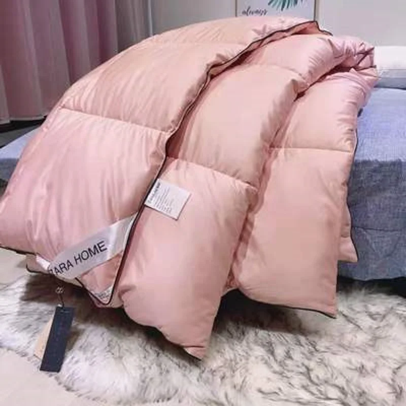 Роскошное и теплое одеяло из 95% гусиного пуха Стеганое удобное Хлопковое