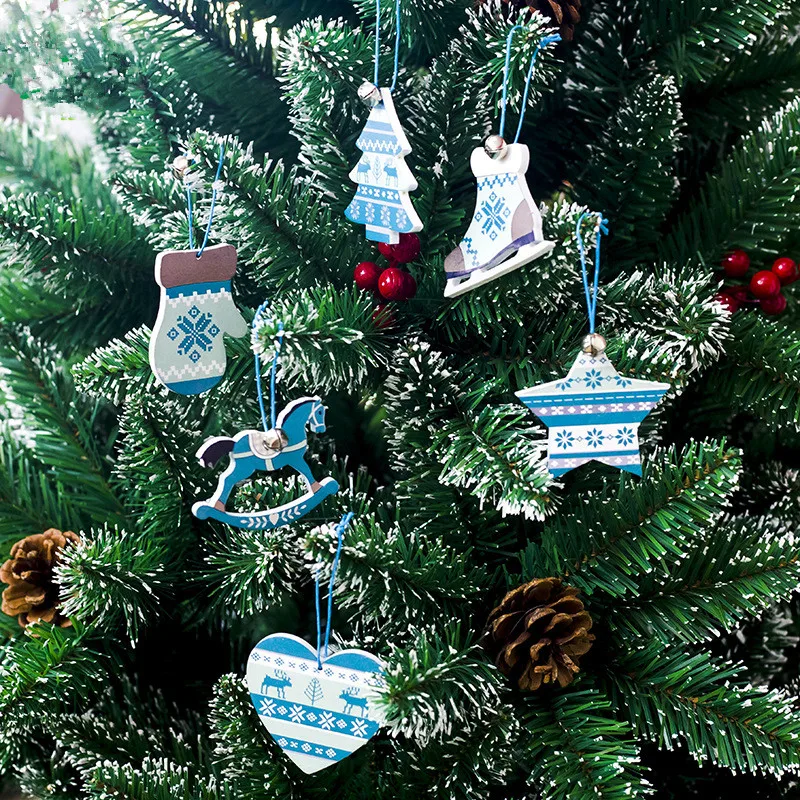 3 шт. креативные Рождественские перчатки с голубыми крашеными деревянными