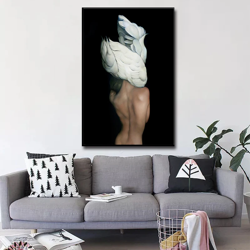 

Flower God Girl Poster Decorative Painting Nordic Ins Wind Abstract flower Beauty Bedroom Home Living Room Hanging Painting