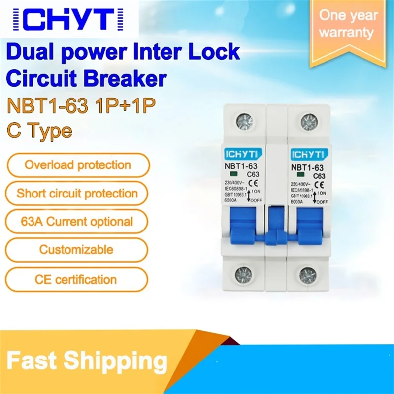 ICHYTI 1P + 63a ручной переключатель блокировки автоматический выключатель 230/400 В 50/60