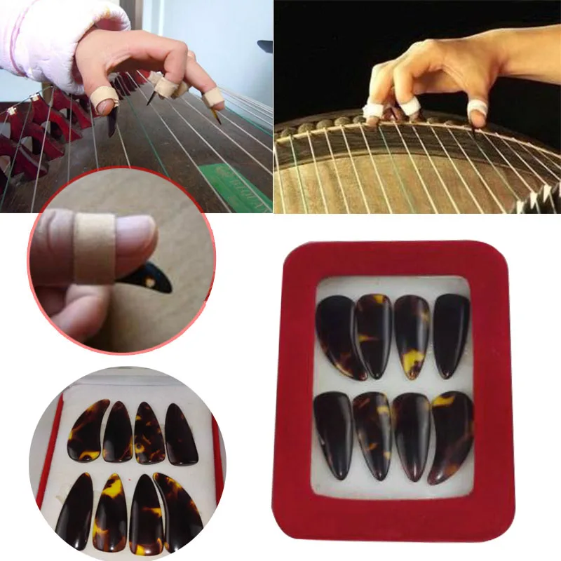 8 шт./компл. guzheng выбирает Gu Zheng ногти Пальцы с коробкой над струнами Музыкальные инструменты аксессуары