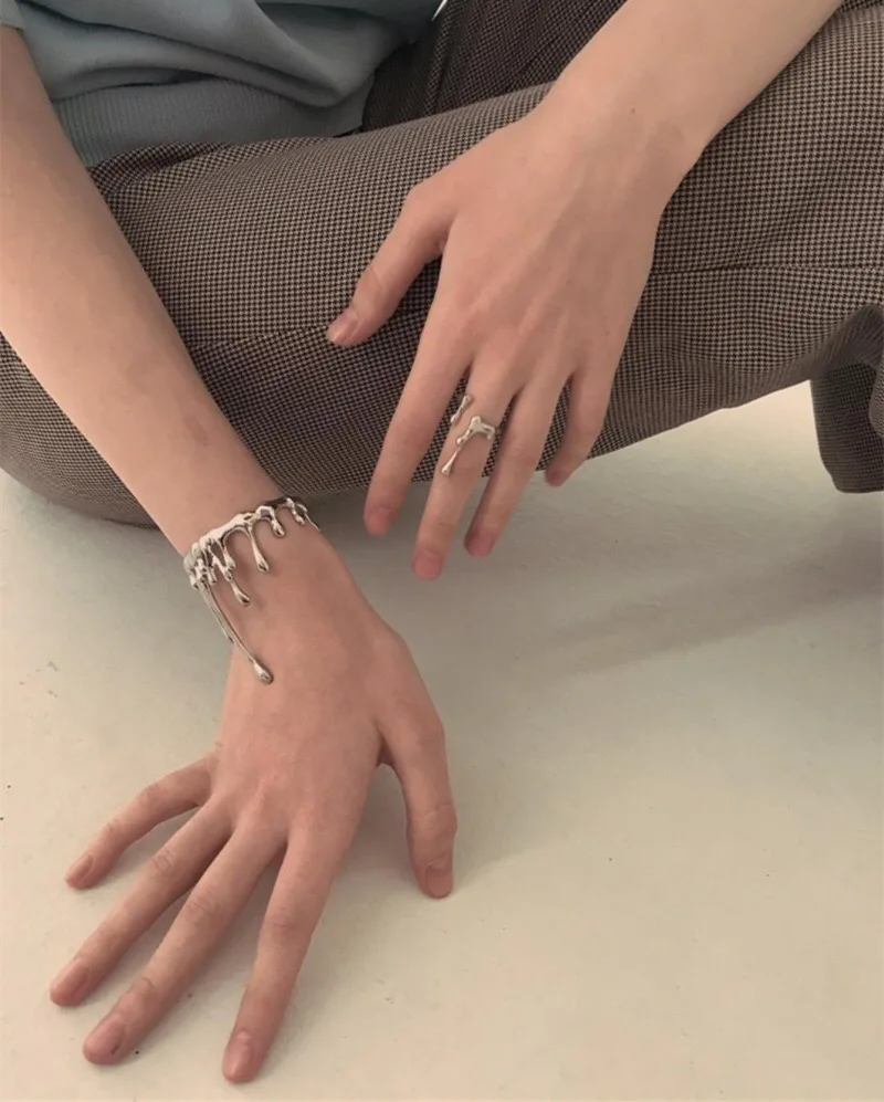 Женское кольцо в стиле панк простое регулируемое на указательный палец хип-хоп |