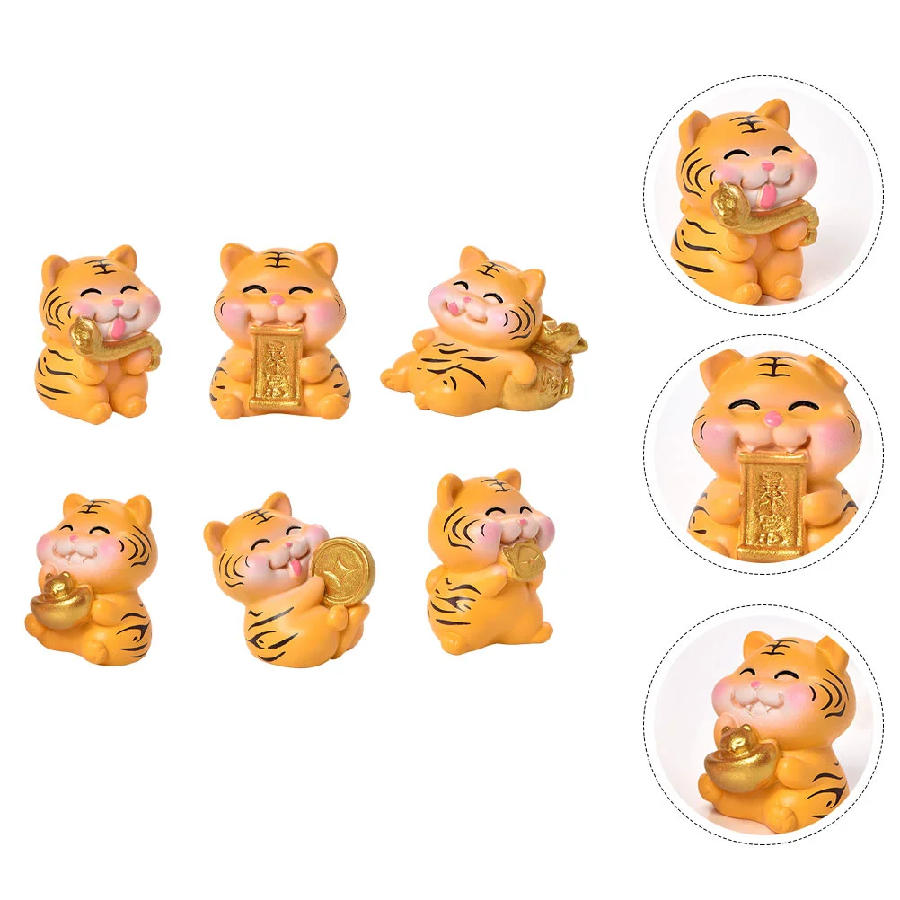 

6 шт. микро-ландшафтное украшение из смолы, тигр, украшение для сада, домашнее настольное украшение