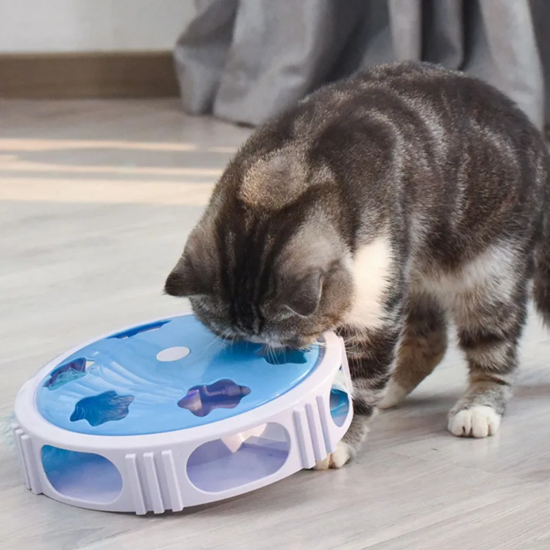 

Cat Electric Spinning Turntable Feather Teaser Toy Cat Interactive Relieving Stuffy Molar Automatic Toy Hot Sell