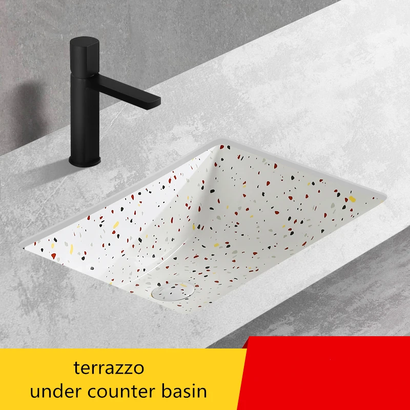 

Bathroom Small Oval Home Creative Basin Terrazzo Under Counter Basin Wash Basin Embedded Under Counter Sinks Vessel Sink
