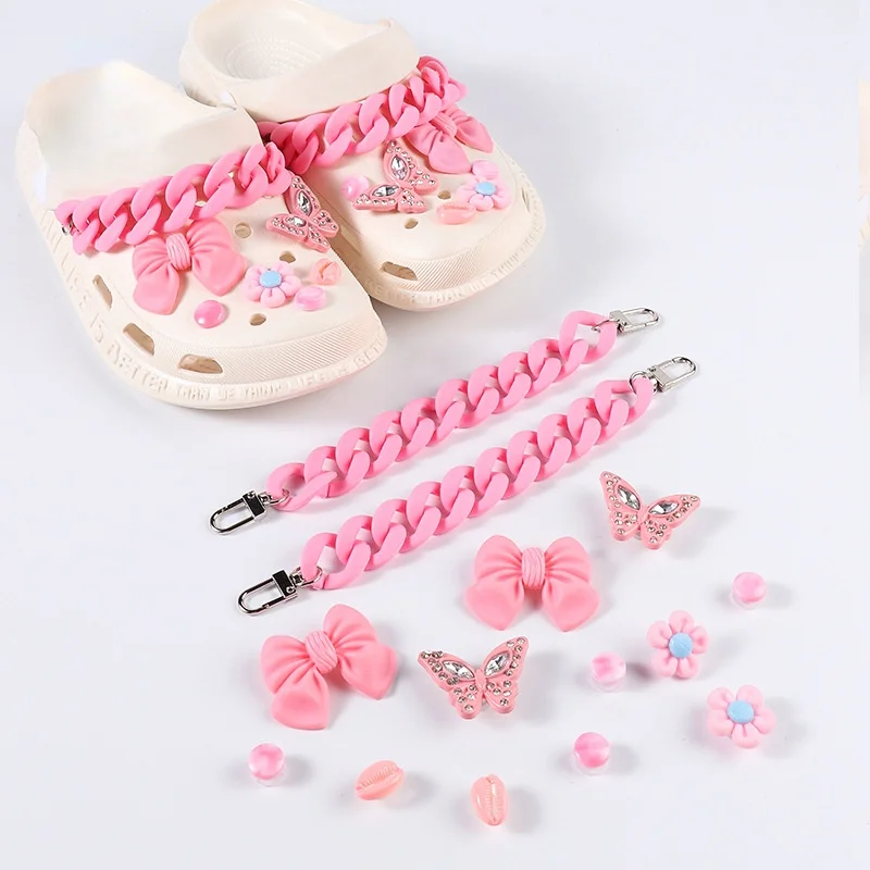 

2021 New Arrivals shoes charms for croc fashion quality Bow-knot Chain Croc Accessories Elegant Clogs Shoe Decorations All-match
