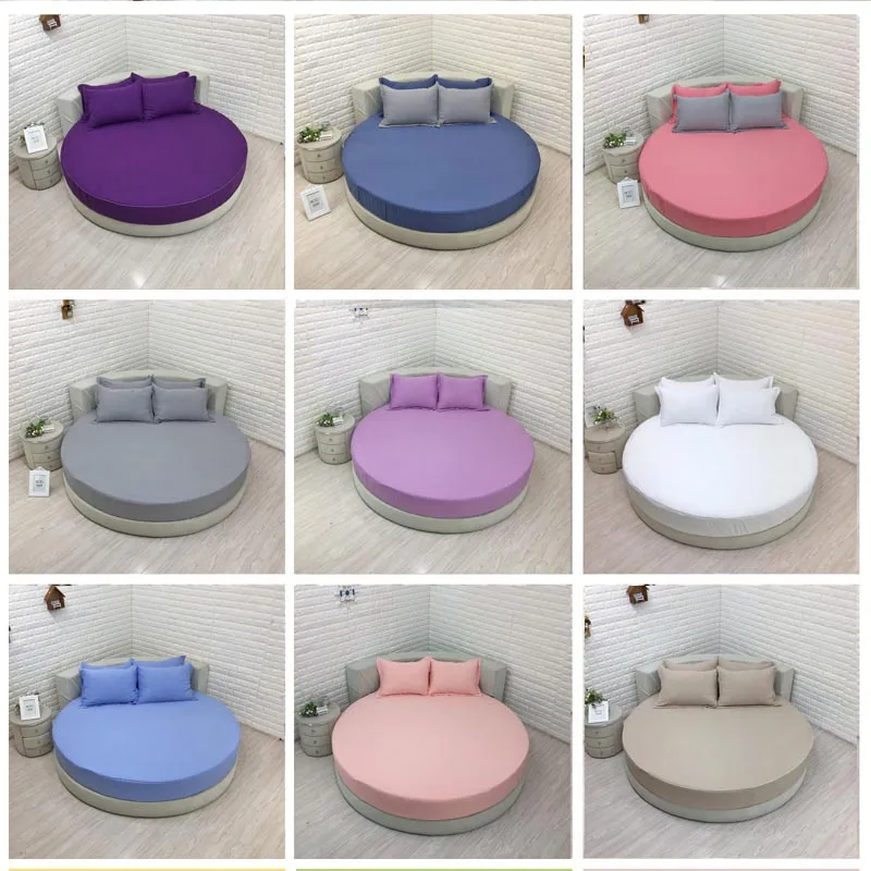 3 шт сплошной цвет 100% хлопок Круглый простыня набор круглый Простыня Комплект