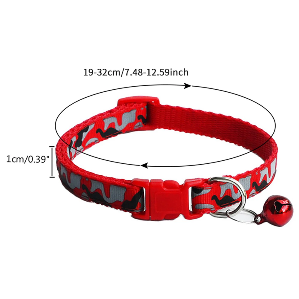 

Cute Cat Dog Collar with Bell Camo Camouflage Print Neck Strap Polyester Adjustable Belt Safety Pet Neck Ring Fashion Pet Supply