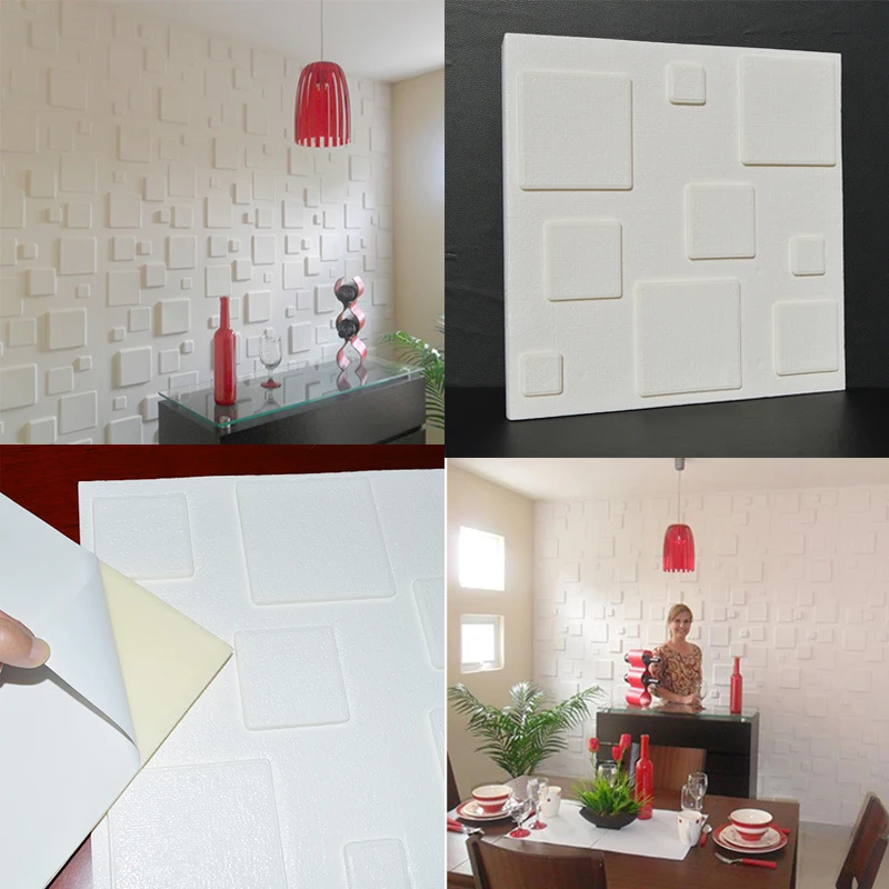 White 1 шт. 30*30 см DIY самоклеющиеся ПЭ пены 3D обои анти-столкновения водонепроницаемые обои для спальни гостиной украшения стен - Цвет: White